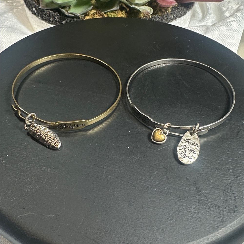 2 Brighton Bracelets Silver Bangles Antiqued Cros… - image 2
